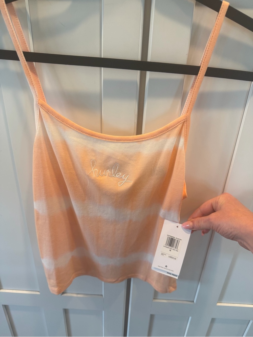 NWT-Size-Med Hurley Peach & White Tie-Dye Cami Tank